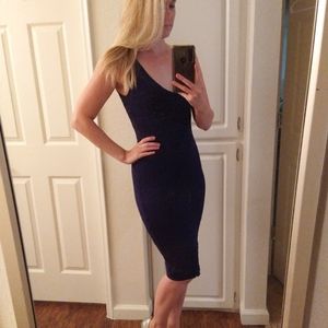 Bebe "Rio" double V open stitch dress